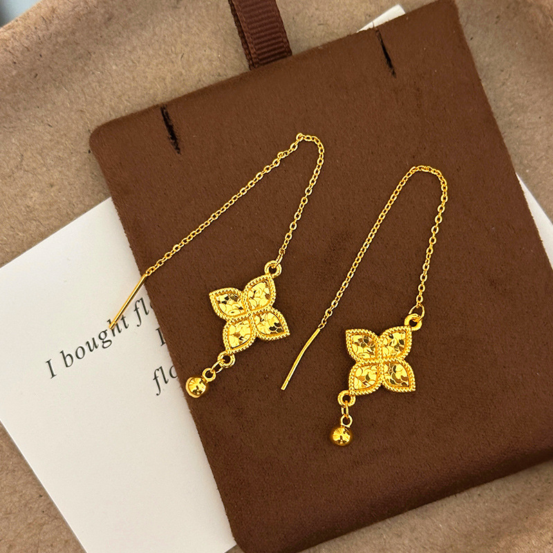 패션 18k 골드 네잎 클로버 비즈 태슬 귀걸이 여성용 - Freshwater Line 리뷰 및 가격